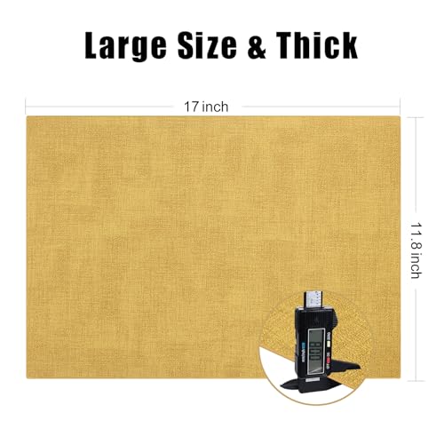 Homaxy PU Faux Leather Placemats for Dining Table, Set of 6, Yellow - color: Yellow