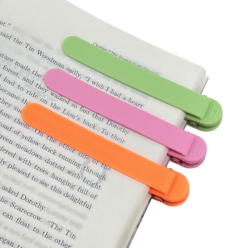 3Pcs Automatic Bookmark, Silicone Smart Book Marks for Reading Women, Men, Kids - Cute Unique Book Markers - 1 Green+1 Pink+1 Orange - color: 1 Green+1 Pink+1 Orange