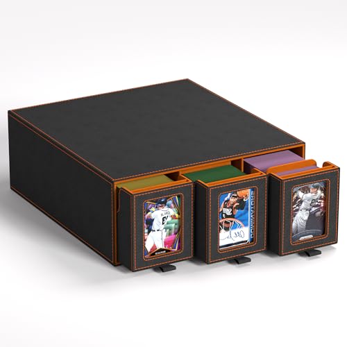3-Drawer Trading Card Storage Box Holds 2500+ Cards(Orange) - color: Orange