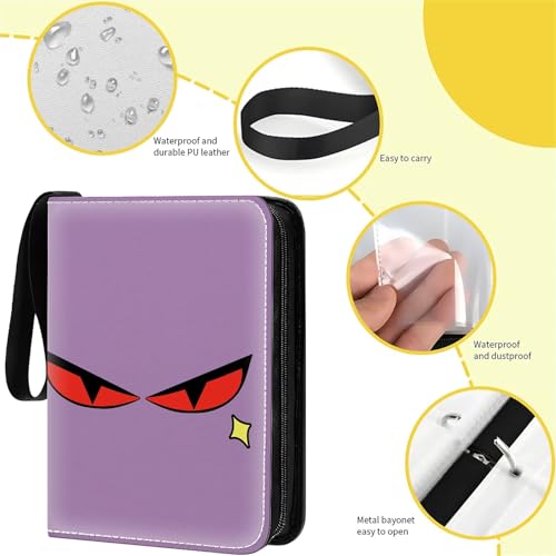Card Binder 400 Pockets, 50 Sleeves Large Binder Trading Cards Holder 4 Pocket, Storage Organizer, Album Folder Case Protector Collector Gift Purple Red Eye Star - color: Purple Red Eye Star, size: 4 Pocket