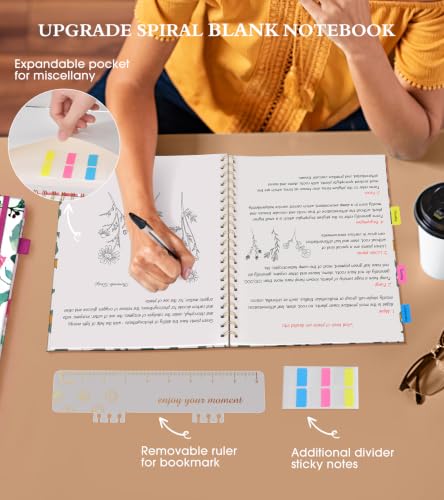 Blank Spiral Notebook Journal 8.5” x 11”, A4 Large Sketch Book for Women Men, 100 GSM Blank Paper Drawing Notebook, Hardcover Spiral Bound Sketchbook for Sketching Work School, Field of Daisies - color: Field of Daisies, size: Plain