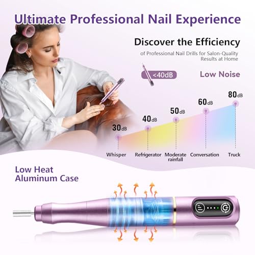 TUOBEO Cordless Nail Drill Electric Nail File Kit, Rechargeable Efile Set - color: Purple