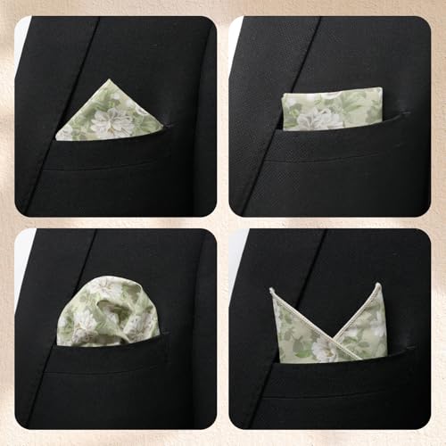 Cotton Floral Handkerchiefs for Men Wedding Evening Daily Work Prom - color: Green,white,cream