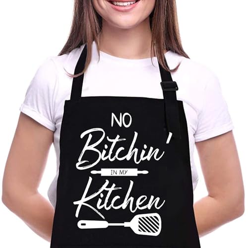 Rosoz Funny BBQ Black Chef Aprons for Men Adjustable Kitchen Cooking Aprons - color: I No in