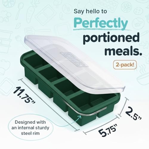 Souper Cubes 1 Cup Silicone Freezer Molds with Lids, Kale, 2-Pack - color: Kale, size: 2-Pack