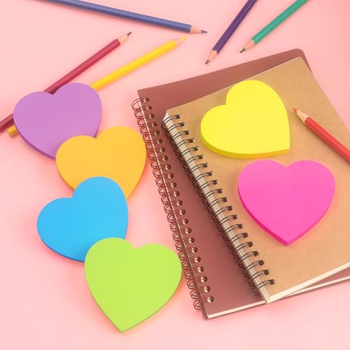SIMONA Heart Shape Sticky Notes 6 Bright Colors, 450 Sheets - color: Bright Color 6 Pads