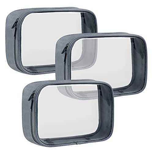 Moyad TSA Approved Toiletry Bag Clear Quart Size Travel Bags Makeup Bag - color: Grey, size: 3 Pack