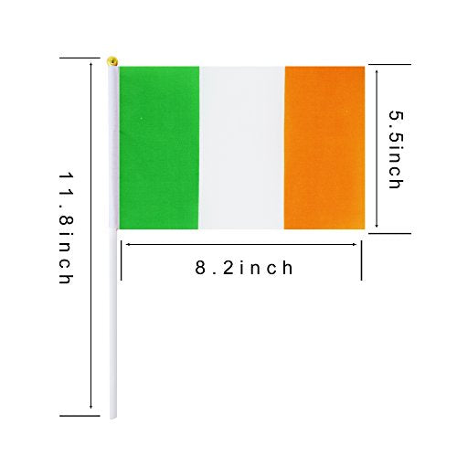 Kind Girl 25 Pack Ireland Flag,Irish Stick Hand Held Small Mini Round Top National Country Flags,Party Decorations Supplies for Parades,World Cup,Festival Events,International Festival. - color: Ireland