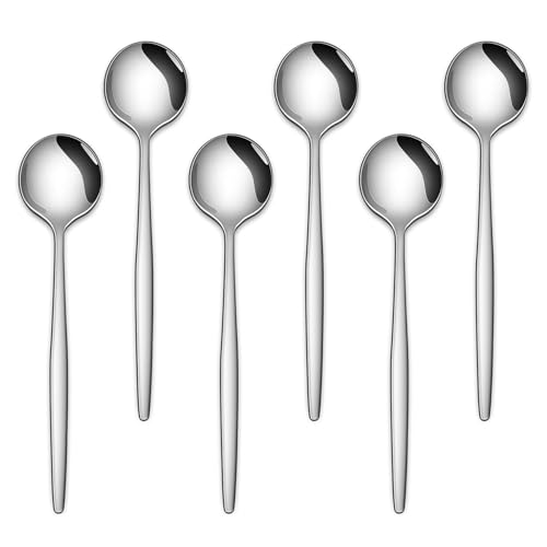 5.1 Inches Stainless Steel Coffee & Tea Spoon,6-Piece Cute Mini Spoons For Dessert,Small Espresso Spoons For Dessert,Cute Tiny Spoon - color: Silver