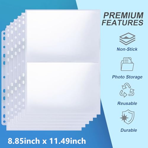50 Pack Photo Sleeves Holds 200 5"x7" Photos, Clear Photo Page Protector for 3 Ring Binder, Double-Sided Photo Album Refill Pages Photo Pockets Photo Sleeves Binder Sheets - size: 5"x7"