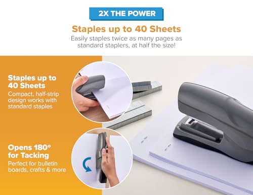 Bostitch Heavy Duty Stapler Value Pack, 40 Sheet Capacity, Gray - color: Gray