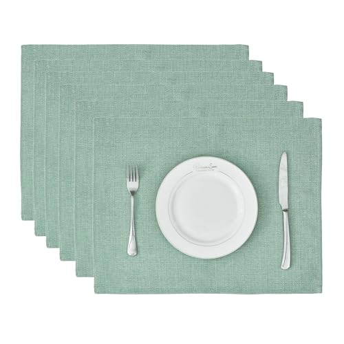 BALCONY & FALCON Rectangle Table Cloth Waterproof Celadon Green Placemats - color: Celadon Green, size: 17.7" x 13.8" (Rectangular)-6pcs