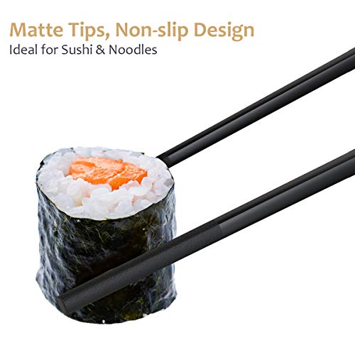 10 Pairs Fiberglass Chopsticks, GLAMFIELDS Reusable Japanese Chinese Korea Chop Sticks Dishwasher Safe, Non-slip, 9 1/2 inches Gold - color: Gold-10 Pairs