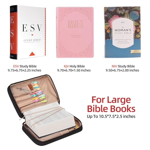 FINDCOZY Bible Cover for Women, Large Carrying Case for Regular Bible - color: Black, size: Large