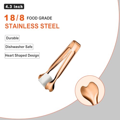 Mini Serving Tongs, Anytrp 18-Packs Stainless Steel Sugar Tongs, 4.3inch Ice Tongs Kitchen Tong Appetizers Tong for Coffee Bar, Tea Party, Desserts Party, Sugar and Ice Bucket - color: Rose Gold-18pcs, size: 4.3inch