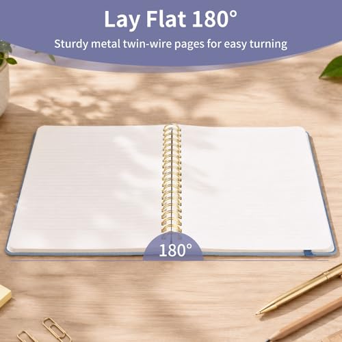 Spiral Notebook - 7.24" x 10" College Ruled Journal with Inner Pockets and 180 Pages, PU Leather Cover Business Journal, Twin-Wire Binding Notebook Perfect for Office & Home School Supplies Violet - color: 005-Violet-1pack, size: B5-180 pages