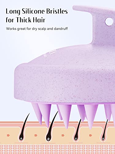HEETA Scalp Massager Hair Growth Scrubber for Dandruff Removal Hair Care - color: New Purple
