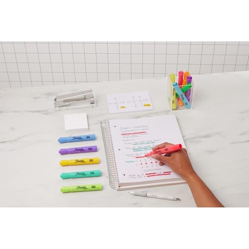 Sharpie Tank Highlighters, Assorted Colors, Chisel Tip, Back to School Essentials, Teacher & Office Supplies, Smear-Resistant, 12-Pack