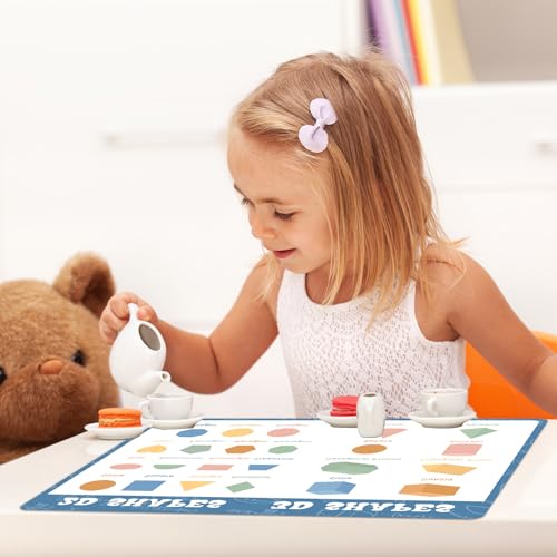Educational Placemats Set of 6 Boho Kid Plastic Table Mat 17×13×0.04in - style: Educational Boho