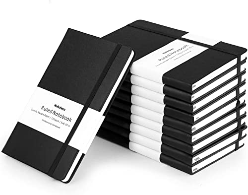 Huhuhero 10 Pack Lined Journal Notebook, A5 College Ruled 5"×8.25", Black - color: Black, size: 10