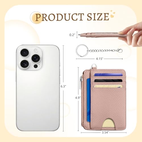 Kelvoris Credit Card Holder Small Wallet Women, Slim RFID, Blush - color: Solid PK