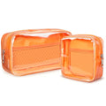 WLLWOO 2pcs Clear Makeup Bag Mini Cosmetic Pouch Travel Toiletry Organizer - color: 2pcs-Orange