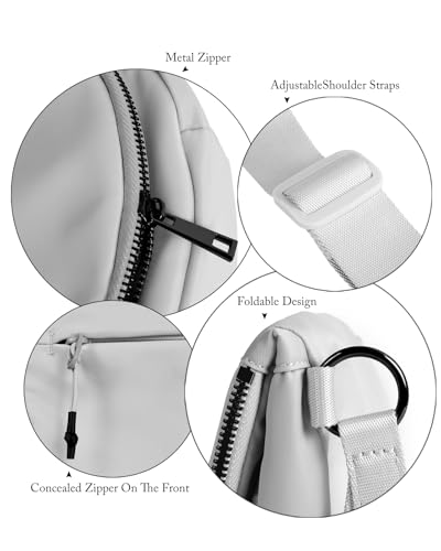 Crescent Bag for Women,Medium Nylon Crescent Bag Single Shoulder Bag - color: Light Grey