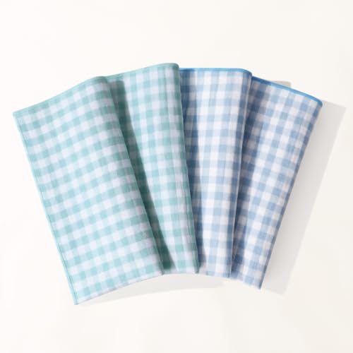 Handkerchiefs for Women, Soft Muslin Cotton Womens Handkerchiefs - color: Checked - 4pcs