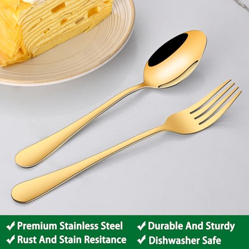 Gold 6.7 Inch Teaspoon Set Of 8, Stainless Steel Tea Spoons for Dessert, Golden Metal Small Spoons For Restaurant, Silverware Spoons For Coffee - color: Gold