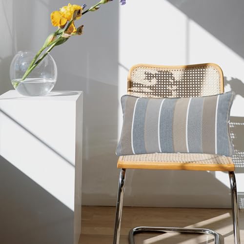 FUNHOME Outdoor Lumbar Pillow Covers 12X20 Inch, No Insert-Grey Stripe - color: Grey Stripe, size: 20"L x 12"W