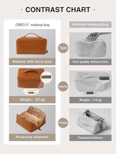 Omeily Travel Makeup & Toiletry Bag for Women Cosmetic Bag Makeup Organizer - color: C-Brown