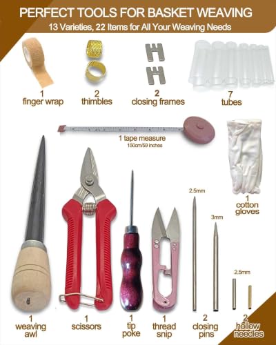 Upgrade 22Pcs Basket Weaving Tools Kit Supplies for Pine Needle Beginners