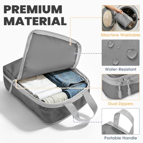 10-Set Compression Packing Cubes for Travel - color: Dark Gray, size: 10-Set