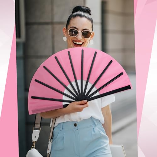 Maitys 2 Pack Foldable Fans for Rave Dancing,Pink,Flash Pattern - color: Pink, style: Flash Pattern
