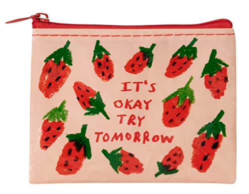 Blue Q Coin Purse - Cute Coin Pouch for Men & Women, Small Pouch Organizer - color: It's OK Try Tomorrow