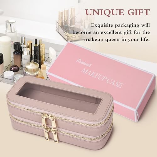Pinkmik Double Layer Makeup Bag, Pink, Double SLIM - color: B3/Pink, size: 2-Layer SLIM