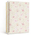 MOFUYU Cute Notebook for Girls,Coquette Bow Hardcover Spiral Notebook - color: Yellow bow(pink)