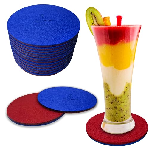 A&A Wonders Premium Felt Coasters for Drink, Two-Tone Reversible, Absorbent Felt Protects Furniture, Table, Anti Slip, Suitable for Drinks & All Table Types (Wine Red/Royal Blue, Circle 12 Pack) - color: Wine Red/Royal Blue, size: Circle 12 Pack