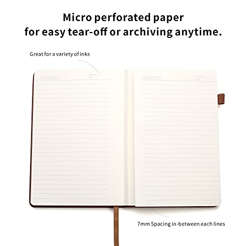 Lined Journal Notebooks with Pen Loop, Hardcover Notebook Journal for Work, 100Gsm Premium Thick Paper with Inner Pocket, Medium 5.7"x8.4", （Brown, Ruled） - color: Brown, size: 1 Pack