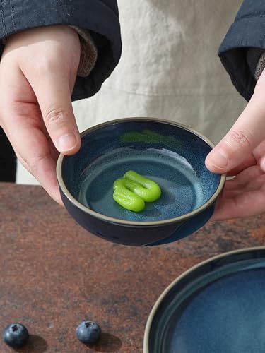 famiware Ceramic Soy Sauce Dish, 3oz Dipping Bowls Set of 6, Midnight Blue - color: Midnight Blue, style: Nature