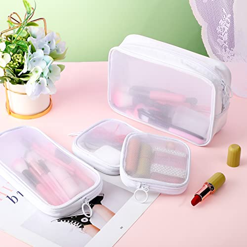 Weewooday 4Pcs Mesh Makeup Bag, White, Small, Large, Medium, Classic - color: White, size: Small, Large, Medium, style: Classic