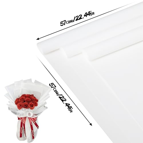 CCIJESW 20 Sheets Flower Bouquet Wrapping Paper Korean Floral Pure White - color: 001-Slightly Transparent White