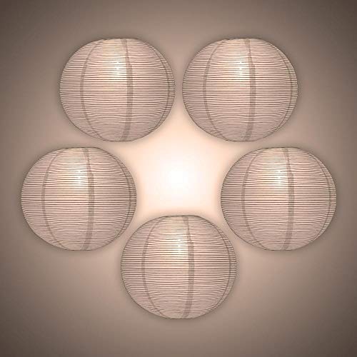 PaperLanternStore.com (5-Pack) 12 Inch White Fine Line Premium Even Ribbing Paper Lantern, Extra Sturdy - color: White Fine Line (5-pack), size: 12 Inch