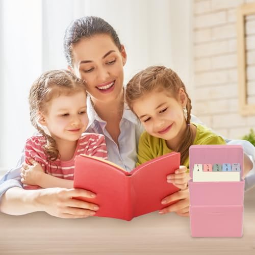 H4D 3x5 Index Card Holder with 100 Index Cards and 25 Dividers, Light Pink - color: Light Pink, size: 3"x5"