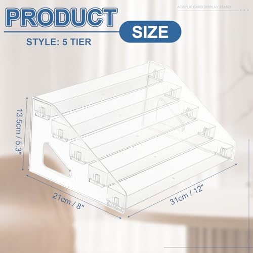 PATIKIL 5 Tier Acrylic Card Display Stand, Portable Postcard Rack Holder Organizer Versatile Display for Trading Cards Baseball PSA Stickers Stamp, Clear - color: Clear, style: 5 Tier