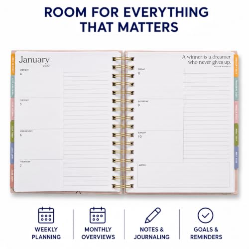 WORLD TRAVELER Academic Planner School Organizer Jul 2026-Dec 2027, 7"x9" - color: Pink