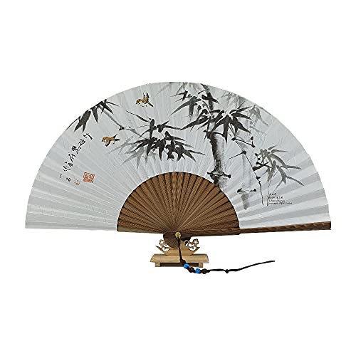 DAILY SSUUP] O-juk-sseon Hand Folding Fan - Korean Tradition Fan Korean Paper Bamboo Frame Folding Fan, Portable Hand Folding Fan, use as Oriental Interior Accessories (Bamboo) - color: Bambo