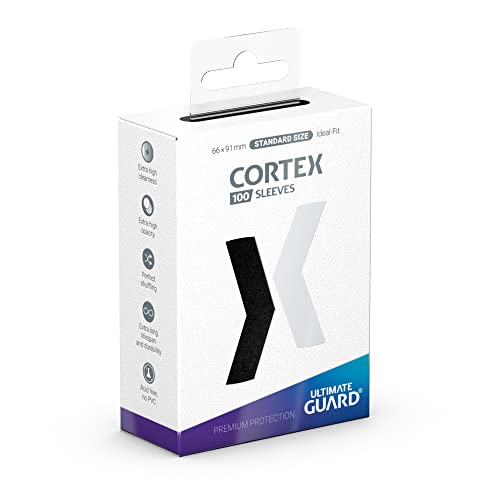 Ultimate Guard Cortex Outer Card Sleeves, 100 Standard Size TCG Sleeves, 66 x 91mm, Black Back, Glossy Finish, No PVC & Acid-Free, High Clarity - color: Black, size: Standard Glossy