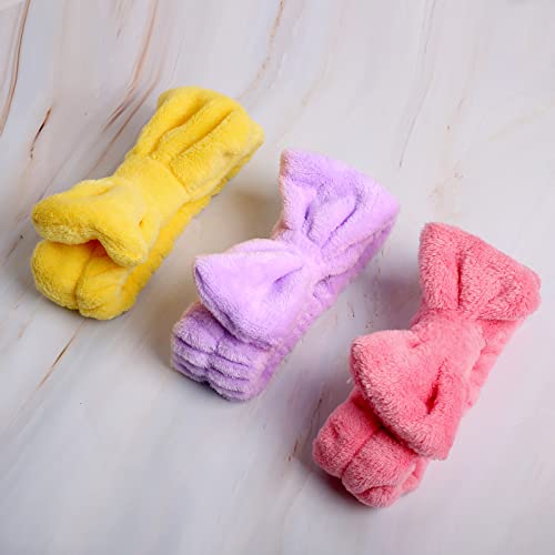 WSYUB Spa Headband, Makeup Headband for Washing Face, Skincare Headbands - color: Yellow,Pink and Purple