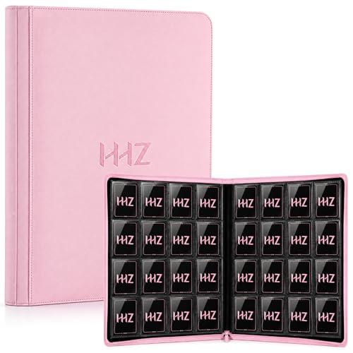 HHZ 16-Pocket Trading Card Binder, 832 Slots, Side Loading, Ringless -Pink - color: Pink